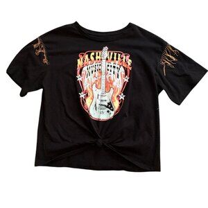 Organic Generation Womens Fringe Detail Nashville Music City Shirt-M-NWOT